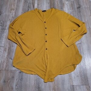 Miholl Ribbed Long Sleeve Button Up Top Women's Size XL